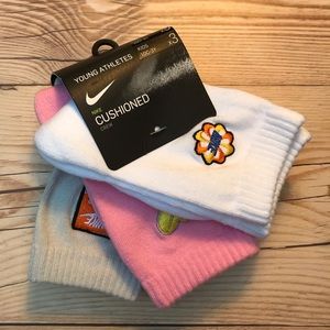 Nike 3 Pack Pink/White/Grey Cushioned Crew Socks